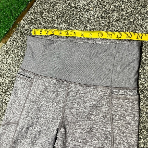 Athleta Exhale Stash Pocket Heel Tight High Rise Gray Purple Leggings M Note - Picture 6 of 13